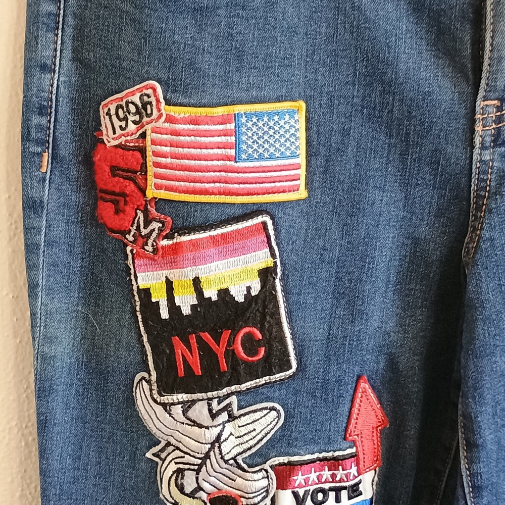 Vintage SP Black Label Size 30 Womens Skinny Denim Jeans W/ Patches - Picture 11 of 12